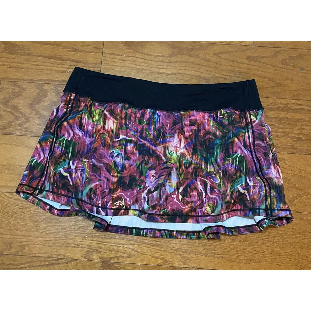 Lululemon Women's Black Multicolor Tennis Skirt with Pocket Size 10 Reg